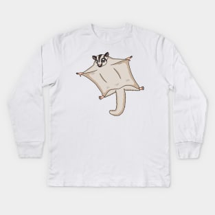 Cute flying sugar glider cartoon illustration Kids Long Sleeve T-Shirt